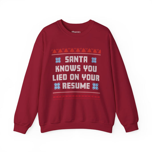 Santa Knows You Lied On Your Resume - Ugly Sweatshirt
