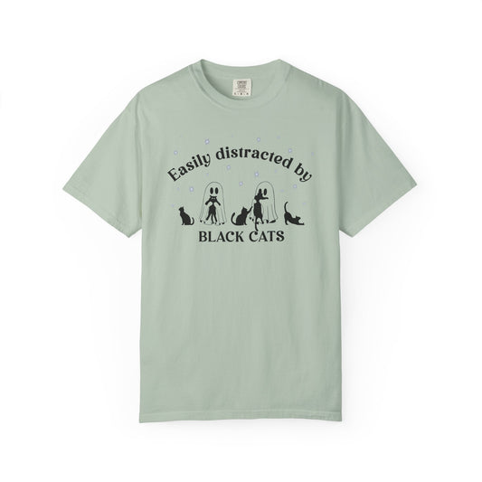 Easily Distracted by Black Cats - Comfort Color Tee