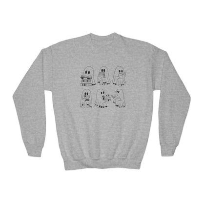 Reading Ghosties Youth Crewneck Sweatshirt — "Everyday’s Trash Day" Raccoon Graphic