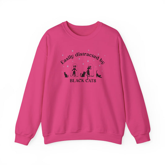 Easily Distracted to Black Cats - Unisex Crewneck Sweatshirt