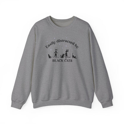 Easily Distracted to Black Cats - Unisex Crewneck Sweatshirt
