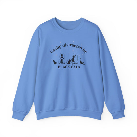 Easily Distracted to Black Cats - Unisex Crewneck Sweatshirt