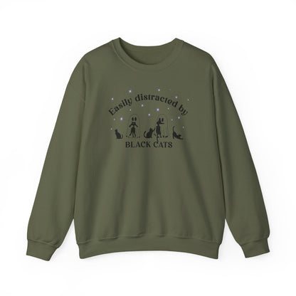 Easily Distracted to Black Cats - Unisex Crewneck Sweatshirt