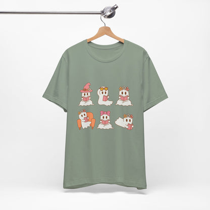 Cute Reading Ghosts - Short Sleeve Tee